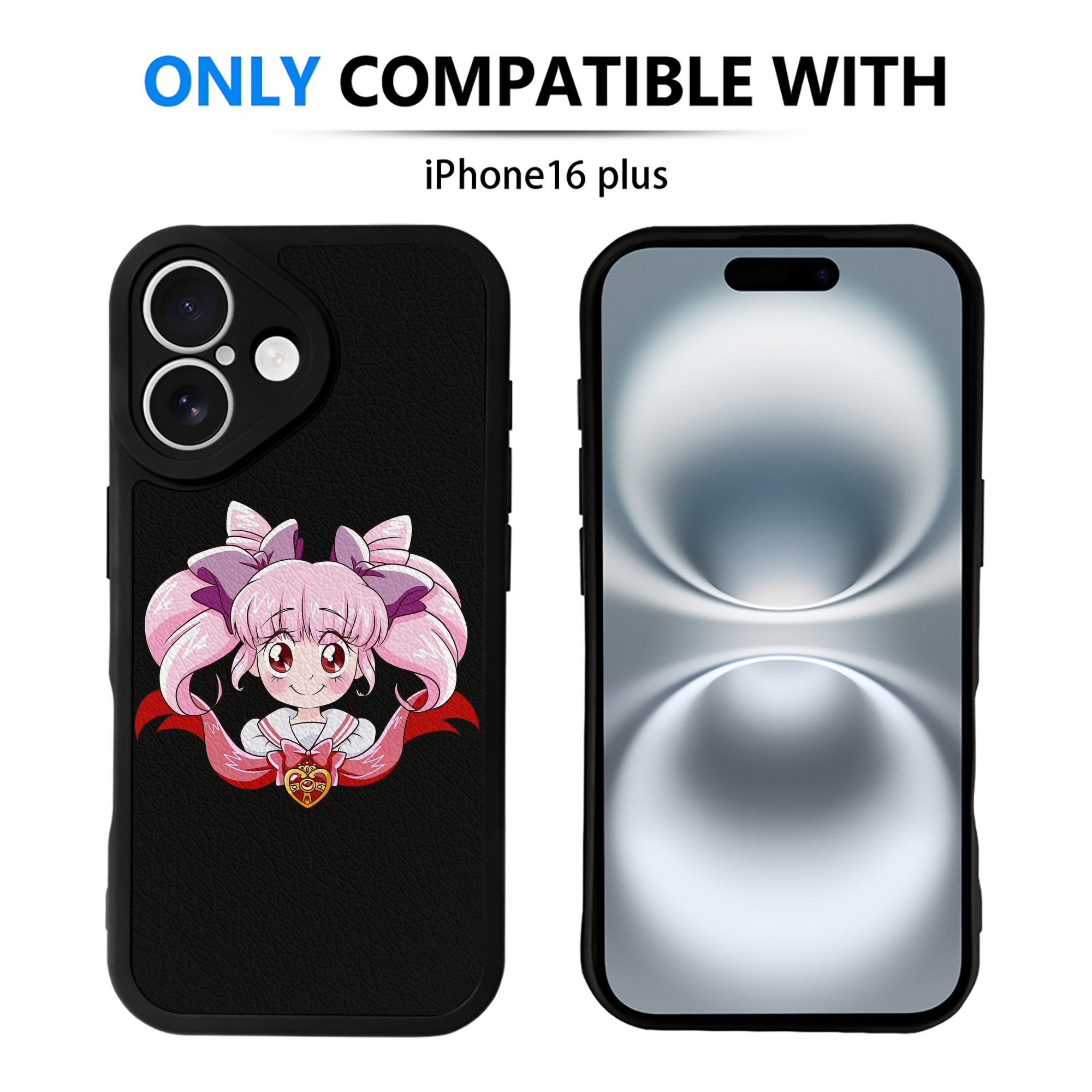 （画像用） 美少女戦士セーラームーン ちびうさ Sailor Moon Chibiusa Tsukino Usagi Small Lady Serenity 【iPhone 16シリーズ対応】シリコンスマホケース（レザー調） 材質：シリコン